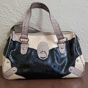 XOXO $20 Reptile Print Black and Beige Bag